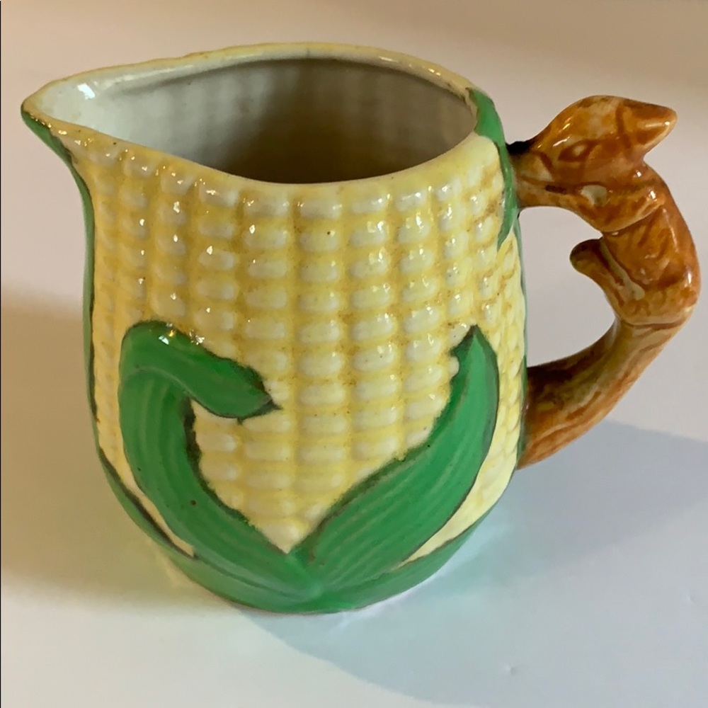 🌽🦊CORN WARE🦊🌽 Red Fox handle Creamer Vintage